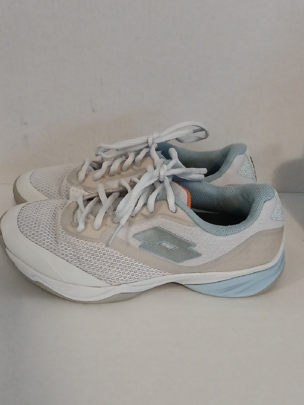 OTTO Women's White and Light Blue Athletic Sneakers with Subtle Logo